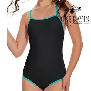 Beautkini Cross Back Sport One Piece Swimsuit Size M